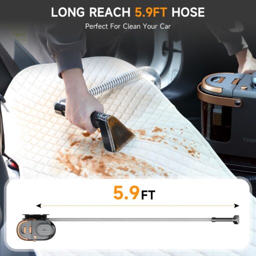 TAB Carpet Cleaner Machine, 18KPa Portable Upholstery Spot Cleaner Shampooer Machine, Powerful Deep Stain Remover, Deep Cleaner for Pets, Furniture, Stairs,Car Seat and Couch, Self-Cleaning, R3 - Image 2