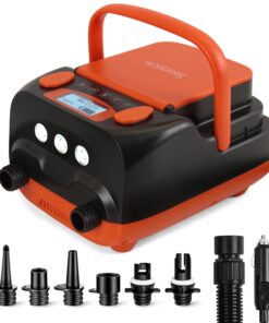 SereneLife Inflatable Paddle Board Pump Compressor - 16PSI High Pressure SUP Inflator - 12V DC Car Connector - Electric Air Pump for Paddle Boards, Boats, Rafts, Pool Toys - Deflation Function