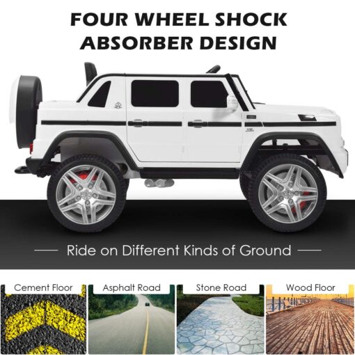 Costzon Ride on Car, Licensed Mercedes-Benz Maybach, 12V Battery Powered Vehicle Toy w/ 2 Motors, Remote Control, 3 Speeds, Lights, Horn, Music, Aux, Storage, Truck, Electric Car for Kids (White) - Image 4