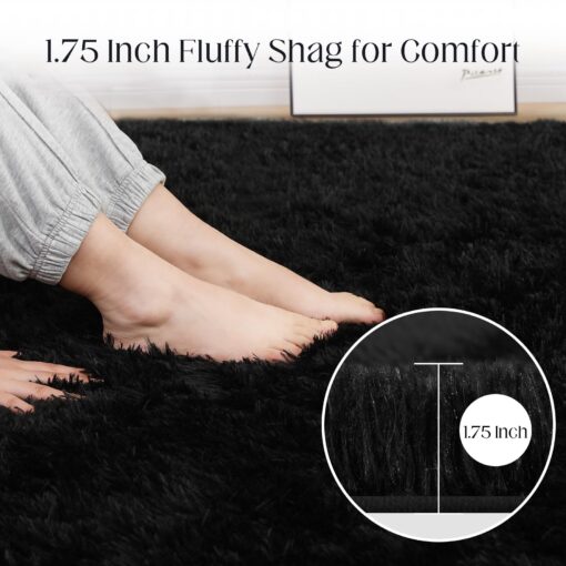 Puremy Black Area Rug - 9x12, Soft Plush for Living Room, Bedroom & Nursery, Non-Slip Indoor Carpet for Study, Kids Room Decor - Image 7