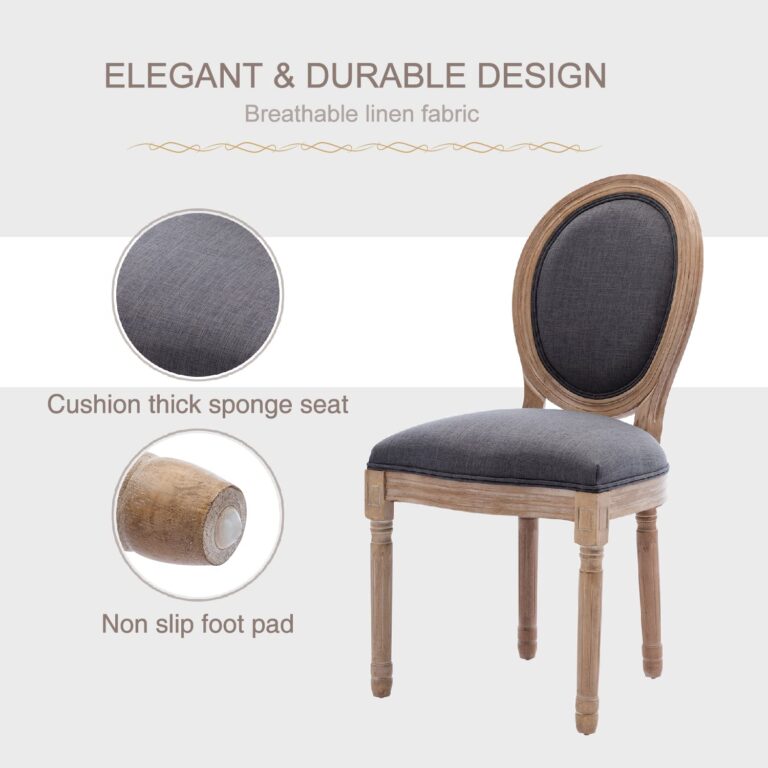 Virabit French Vintage Chairs Set of 2,Louis Farmhouse Dining Chairs with Solid Wood Frame and Tufted Fabric,Rubber Wood French Decor for Dining Room,Living Room, Kitchen,Restaurant - Image 7