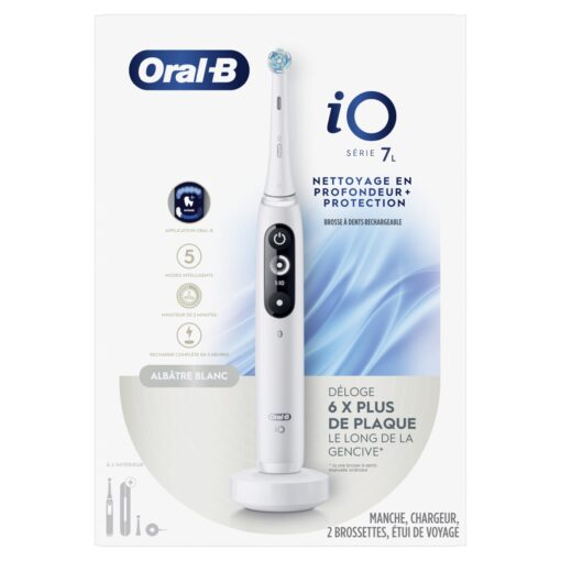 Oral-B iO Deep Clean + Protect Rechargeable Electric Toothbrush, White with a iO Series 7 Toothbrush, 2 Replacement Brush Heads, and a Charging Travel Case - Image 2