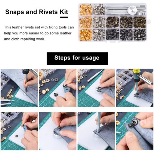 447 Pieces Leather Working Tools and Supplies with Instruction, Leathercraft Tools Kit, Leathercraft Tools Holder, Leather Craft Stamping Tools, Stitching Hole Punch, Leather Working Saddle Making - Image 4