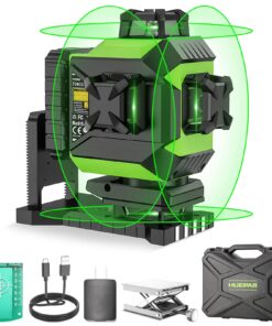 Huepar 4x360 Laser Level Self-leveling 4D Green Beam Cross Line 16 Lines Tiling Floor Laser Tool -2x360 Horizontal/Vertical Laser Lines -rechargeable Li-ion Battery & Integrated Magnetic Bracket 704CG