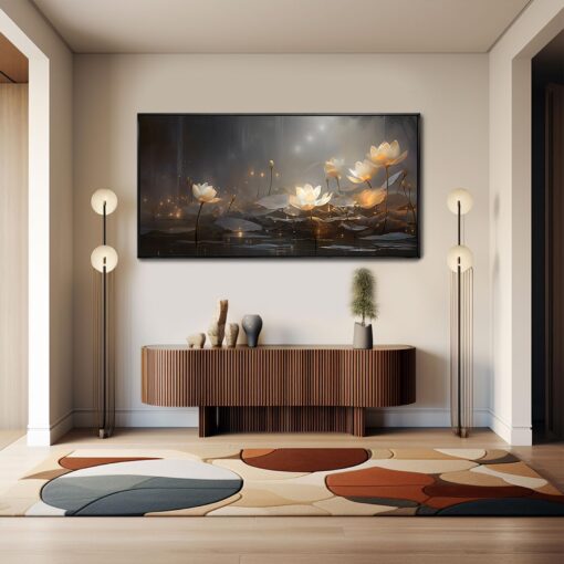 SDYA White Floral Wall Decor Gold Botanical Canvas Paintings Modern Artwork for Living Room Bedroom Office Home Decor 29"x58" - Image 4