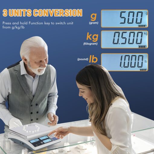 Bonvoisin Industrial Counting Scale Digital Scale for Parts and Coins kg/g/lb Electronic Gram Scale Inventory Counting Scale Industrial Parts Coins Piece Counting Scale (30kg/66lb, 1g) - Image 5