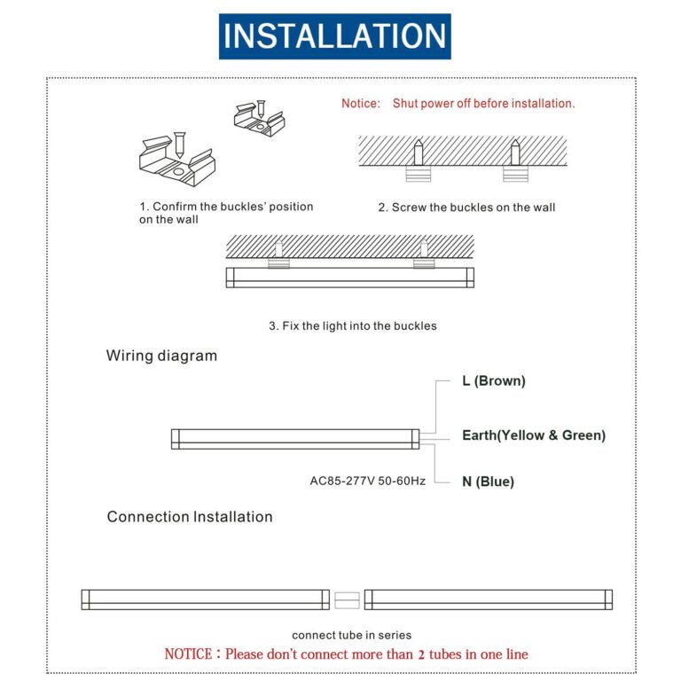 LIGHEART LED Light Fixture,120W 8FT Linkable Shop Light, T8, V-Shaped, Integrate 8 Foot Light Tube,14400LM,Clear Lens 6000K, Plug and Play,Fluorescent Lamp Replacements(6-Pack) - Image 4
