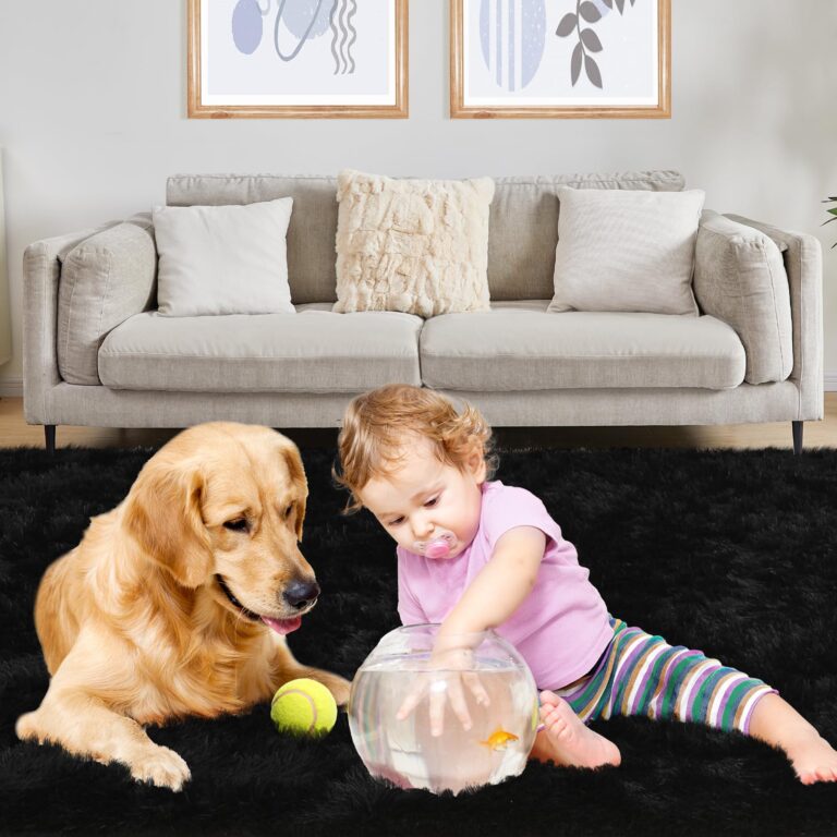 Puremy Black Area Rug - 9x12, Soft Plush for Living Room, Bedroom & Nursery, Non-Slip Indoor Carpet for Study, Kids Room Decor - Image 6
