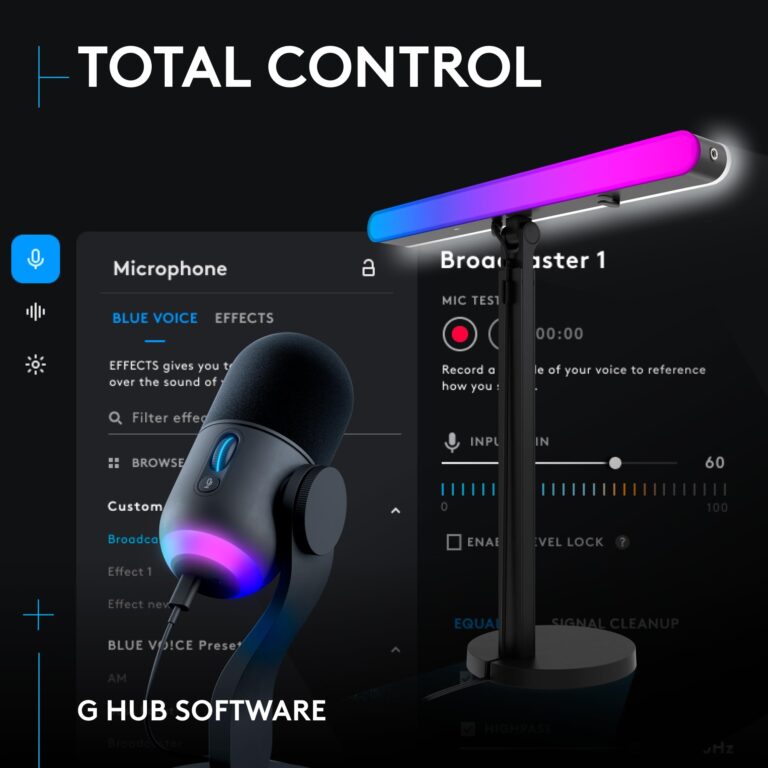 Logitech G Litra Beam LX Premium Dual-Sided RGB LED Streaming Key Light + Yeti GX Dynamic RGB Gaming Microphone with LIGHTSYNC, USB - Image 6