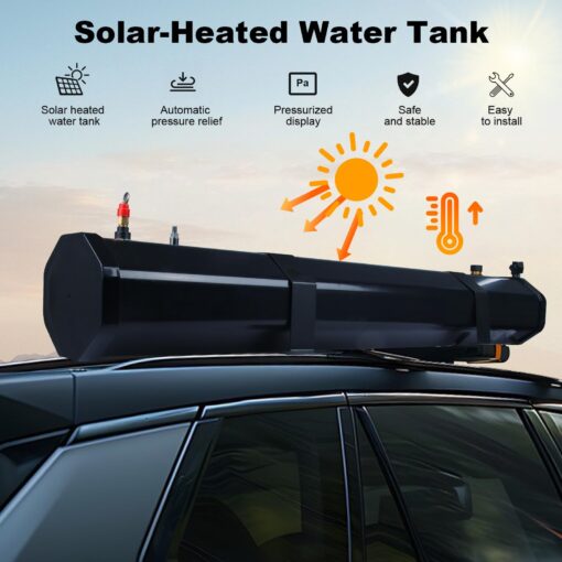 Pressurized Water Tank,Roof Rack Shower Solar Car Shower,7.9 Gal/30L,Roof Rack Water Tank Off-Road Vehicles,Pick-Up Trucks,SUV,Mounts to Roof Racks - Image 7