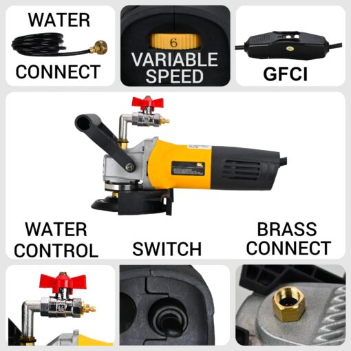 QuickT SPW702A Concrete Countertop Wet Polisher Variable Speed Grinder Sander Granite Stone Polisher Polishing Fabrication Tools Kit - 4" Diamond Polishing Pads for Concrete Granite Marble Tile Polish - Image 9