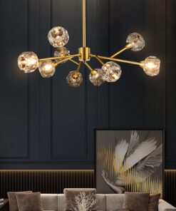 Weesalife Sputnik Chandeliers for Dining Room Light Fixture Over Table, Modern Crystal Chandeliers, 9 Lights Gold Lighting Fixtures for Living Room Bedroom Kitchen Island