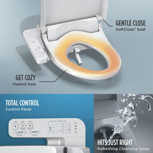 TOTO WASHLET A2 Electronic Bidet Toilet Seat with Heated Seat and SoftClose Lid, Elongated, Cotton White - SW3004#01 - Image 19