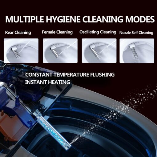 WLJBIDET Upgrade Bidet Toilet Seat Round, Rear and Feminine Wash, Unlimited Warm Water, Heated Seat, Warm Air Drying, Soft Close Lid, Sense Seat, Smart Bidet Seat Round Requires Electricity - Image 7