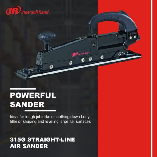 Ingersoll Rand 315G Straight Line Air Sander, Edge Series Pneumatic Tool, Heavy Duty Sanding, Leveling Large Flat Surfaces, Dual Piston Design, Black - Image 6