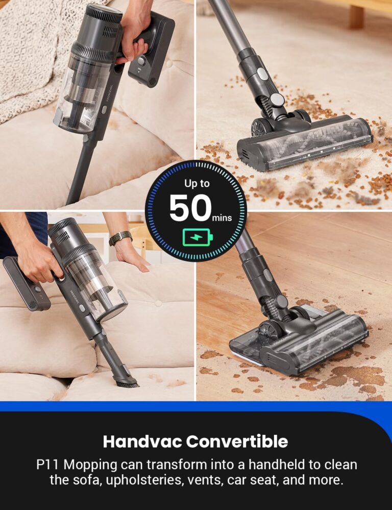 Proscenic Vacuum Cleaners,P11 Mopping Wet Dry Cordless Vacuum and Mop Combo All in one,High Suction Lightweight Stick Vacuum with LED Display,Long Runtime Ease of use Vacuum for Pet Hair(Grey) - Image 7