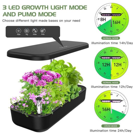 QAZWSXED Hydroponics Growing System, 12 Pods Indoor Herb Garden with Grow Light, Smart Garden Germination Kit, Automatic Timer & Height Adjustable, for Home Kitchen Gardening White - Image 4