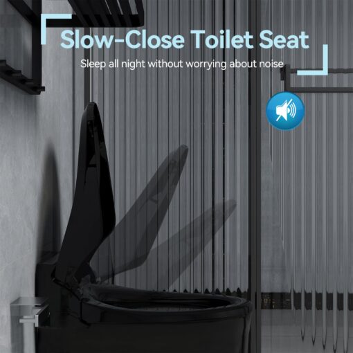 YOURLITE Bidet Toilet Seat, Elongated Toilet Seat Warm Water, Heated Seat Bidet with Remote Control,Self-cleaning Nozzle Temperature Adjustable LED Light, Need Electricity, Black - Image 8