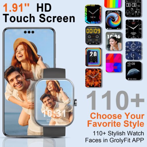 Smart Watch(Answer/Make Calls), 1.91" Smartwatches for Men Women, Fitness Tracker with 110+ Sport Modes, IP68 Waterproof, Heart Rate/Sleep/Spo2 Monitor, Pedometer, Activity Tracker for Android iOS - Image 7