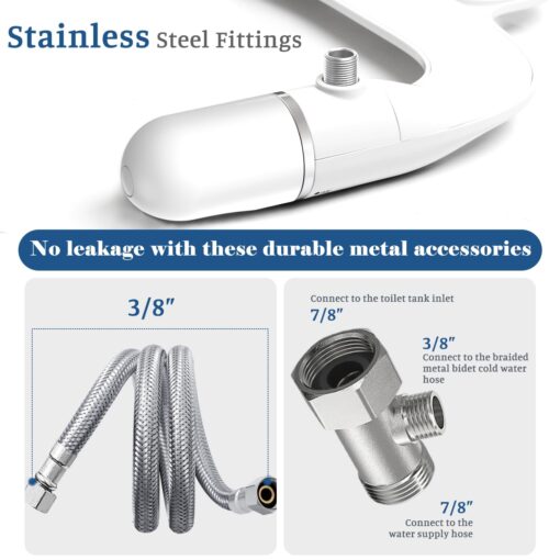 Ultra-Slim Bidet Attachment for Toilet Dual Nozzles Feminine & Rear Wash Bidet Toilet Seat Attachment Non Electric Self Cleaning Fresh Cold Water Toilet Bidets Spray Jet Easy Install (Silver) - Image 5