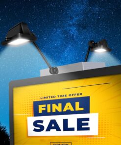 Solar Billboard Light ，Metal Aluminum Lamp Heads,12W 12000AMH Li-on Battery, 60 LED Super Bright Llight, Used for Real Estate Signs, Commercial, Advertising, Highway Sign Lighting