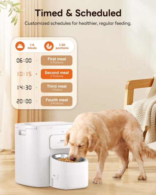 Automatic Dog Feeder for Large Breed, 15L/ 63Cups Vacuum-Sealed Storage & Timed Auto Dog Food Dispenser 2in1, Airtight 100% Freshness, Anti-Blockage, Support up to 22mm Pet Food, Stainless Steel Bowl - Image 4