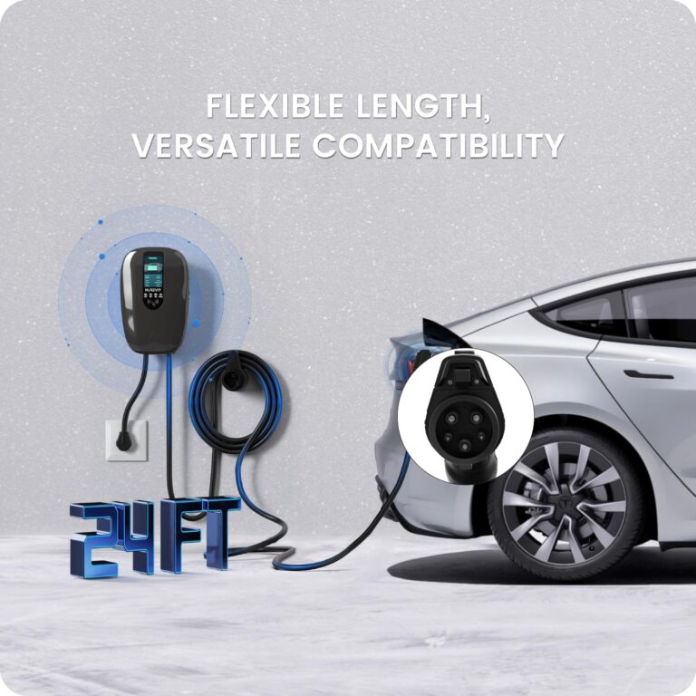 NURZVIY Level 2 EV Charger for Home 40 Amp Plug-in Electric Vehicle Charging Station with App Control, NEMA 14-50 EVSE, Smart Plug and Play - Image 2