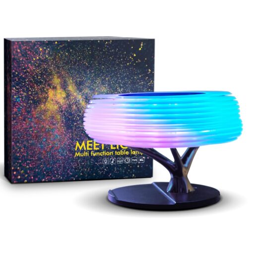 MODIRNATION Bonsai Modern LED Bedside Smart Table Lamp with Built-in TWS Bluetooth Speaker and Qi Wireless Charger for Home and Office, Stepless Dimming with Sleep Mode (Clouds) - Image 2