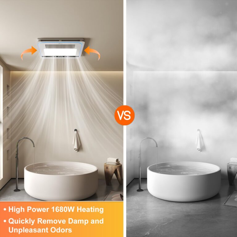 Hawkrown 4 in 1 Bathroom Exhaust Fan with Light, 1760W Bathroom Heater Fan Light Combo, 190 CFM 1.0 Sone Exhaust with Heater, Ventilation for Home, Bath, Hotel - Image 6