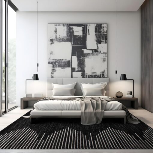 Rugshop Bohemian Stripe Stain Resistant High Traffic Living Room Kitchen Bedroom Dining Home Office Area Rug 8'x10' Black - Image 4