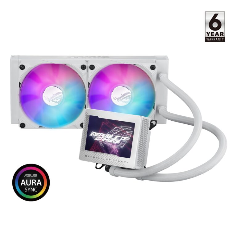 ASUS ROG Ryujin III 240 ARGB WHT All-in-one Liquid CPU Cooler with 240mm Radiator. Asetek 8th gen Pump, 2X Magnetic 120mm ARGB Fans (Daisy Chain Design), 3.5” LCD Display.,white - Image 10