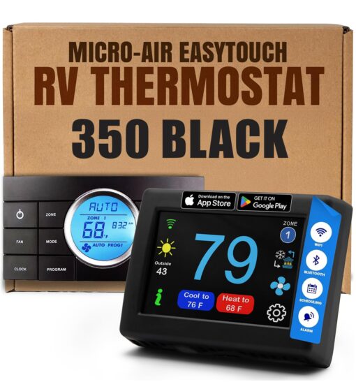MICRO-AIR EasyTouch Digital WiFi or Bluetooth Thermostat, Programmable & Reliable Replacement RV Dometic Thermostat & Outdoor RV Camping, Heat & AC, Air Conditioner (350 Black)