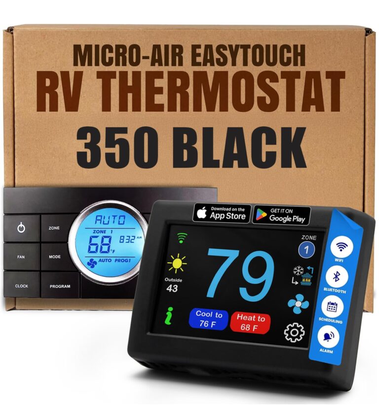 MICRO-AIR EasyTouch Digital WiFi or Bluetooth Thermostat, Programmable & Reliable Replacement RV Dometic Thermostat & Outdoor RV Camping, Heat & AC, Air Conditioner (350 Black)
