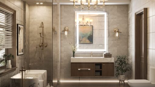 TETOTE 30 x 36 Bathroom LED Mirror Vanity Mirror with Lights,Dimmable,Anti-Fog,Makeup Wall Mounted Modern Lighted Mirror, Tempered Glass - Image 2