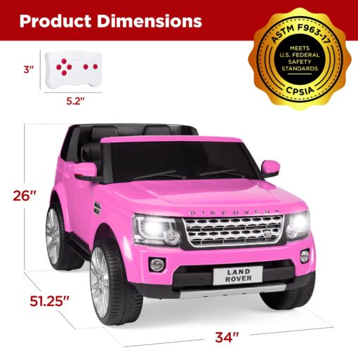 Best Choice Products 12V 3.7 MPH 2-Seater Licensed Land Rover Ride On Car Toy w/Parent Remote Control, MP3 Player - Pink - Image 2