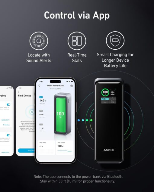 Anker Prime Power Bank, 27,650mAh 3-Port 250W Portable Charger for Travel, TSA-Approved, Smart App, for MacBook Pro/Air, iPhone 16/15/14 Series, Samsung, Laptops, and More (Charging Base Not Included) - Image 6