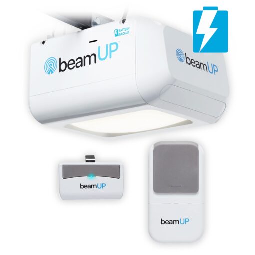 Everlift BU250 Sectional Garage Door Opener with Battery Backup, Heavy-Duty Chain Drive for Single or Double Doors, Wall Mount, and Remote Garage Opener, Quick and Easy Installation, White
