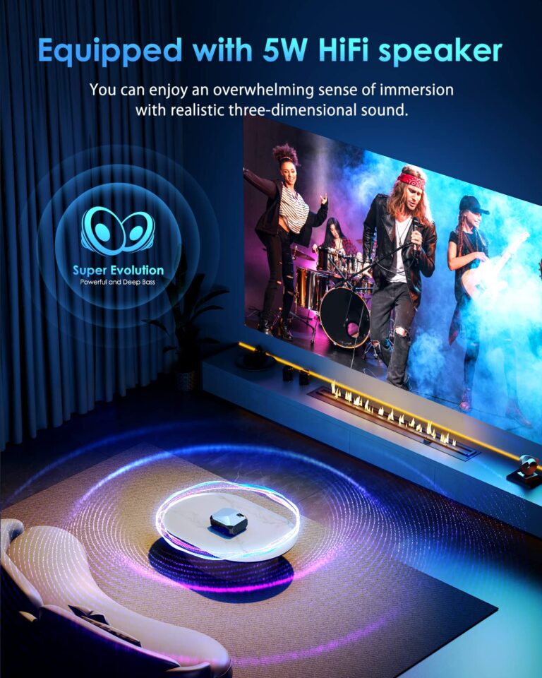 YOWHICK 4K Projector with WiFi and Bluetooth, 20000L Native 1080P Outdoor Portable Movie Projector, Smart Video Projector, 50% Zoom/400" Display, Compatible with HDMI/USB/PC/TV/PS5/DVD/Android/iOS - Image 4