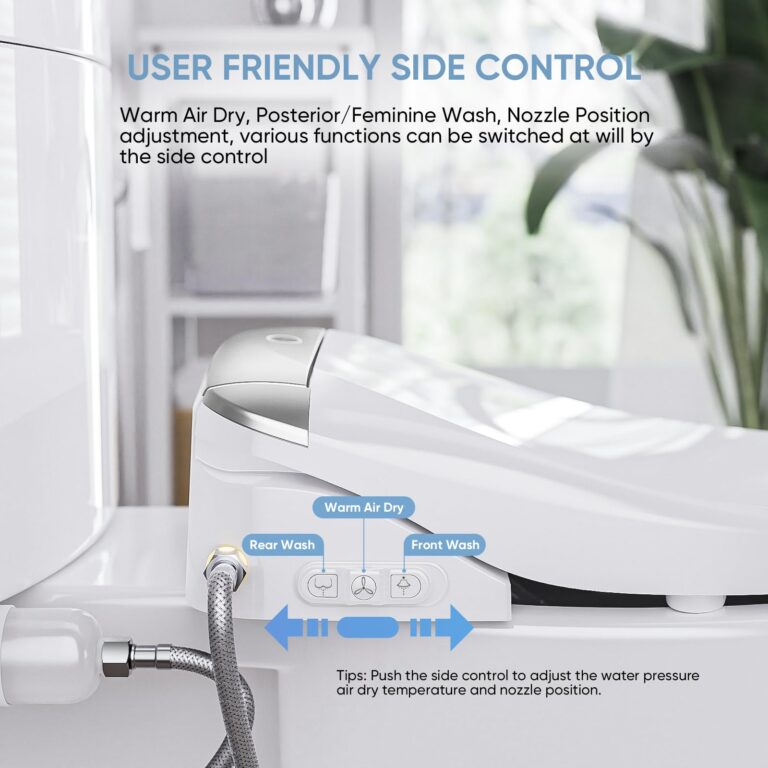 LEIVI Smart Bidet Toilet Seat with Wireless Remote and Side Panel, Multiple Spray Modes, Adjustable Heated Seat, Warm Water and Air Dryer, Auto LED Nightlight, Round - Image 8