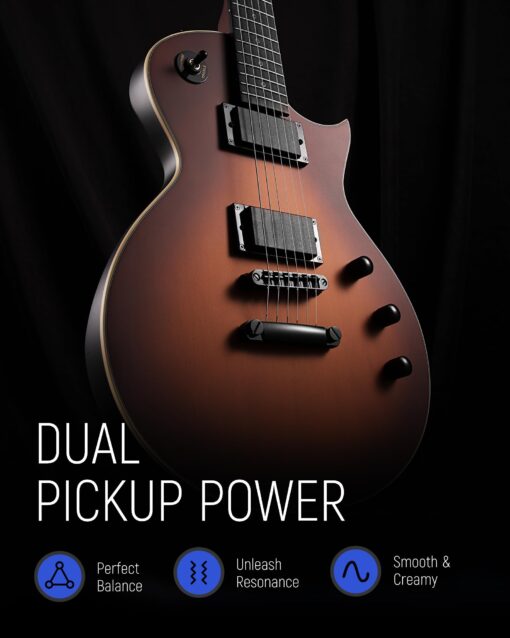 Fesley 39" LP Electric Guitar Kit:Full Size Solid Body Electric Guitars for Beginners with Humbucker Pickups,Poplar Body,Mahogany Neck,22 Frets,6 String Guitar with Gig Bag,Cable,FLP350,Matte,Sunburst - Image 6