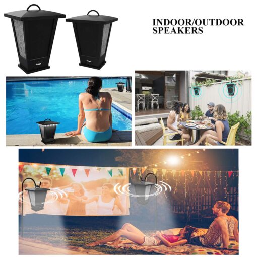 pohopa Bluetooth Speakers Waterproof, 2 Packs True Wireless Stereo Sound 20W Dual Pairing Lantern Indoor Outdoor with 20 Piece Responsive LED Color Lights, Richer Bass, Black - Image 5