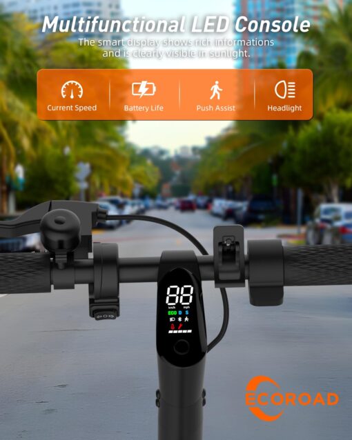 ECOROAD EC6 Electric Scooter for Adults, 15Miles Long Range,19Mph Top Speed, Commuting Electric Scooter with Cruise Control, Double Braking Systems E Scooter for Adults and Teens - Image 4