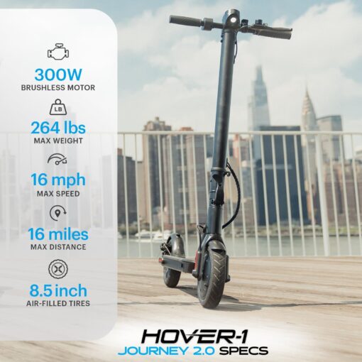 Hover-1 Journey 2.0 Foldable Electric Scooter for Adults with 300W Brushless Motor, 16 mph Max Speed, 8.5” Air-Filled Tires and 16 Mile Range Commuter Scooter for Adults and Teens. - Image 6