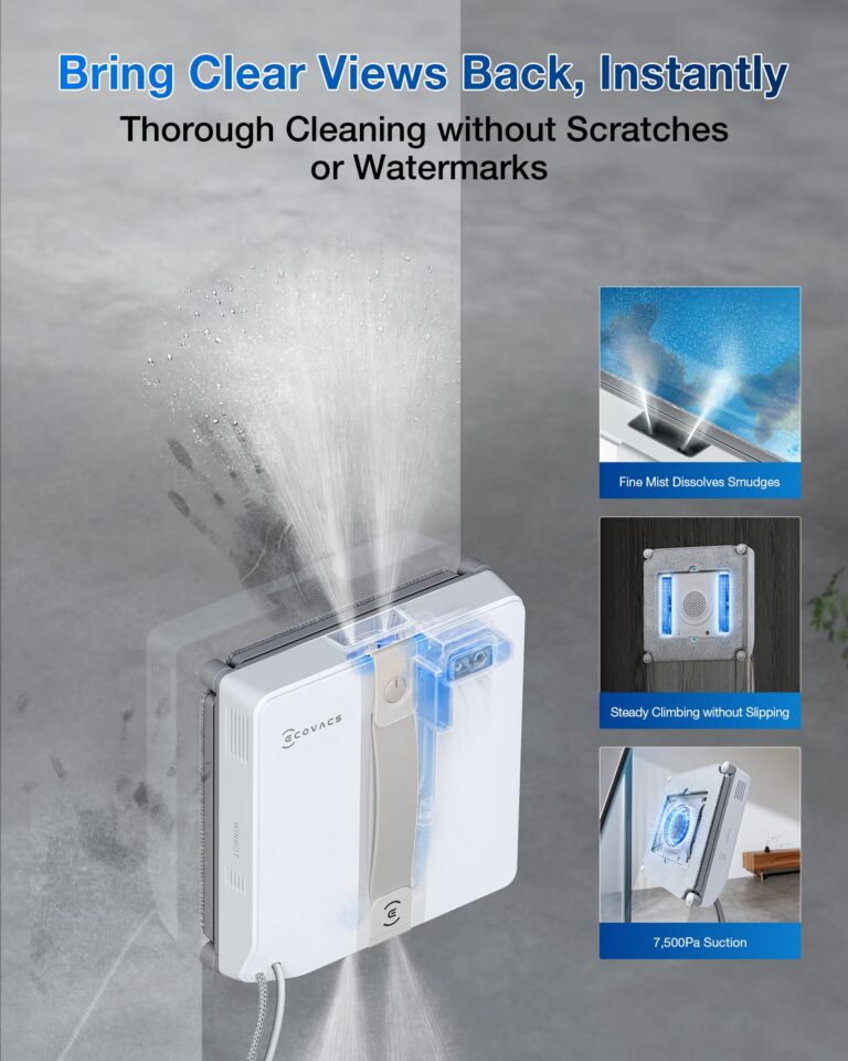 ECOVACS WINBOT Mini Window Cleaning Robot - Compact Design, Dual Nozzles with Ultrasonic Spray, 9-Stage Protection System, Intelligent Path Planning, 3 Cleaning Modes, Anti-Slipping System - Image 9