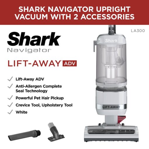Shark LA300 Navigator Lift-Away ADV Corded Upright Vacuum, White (Renewed) - Image 3