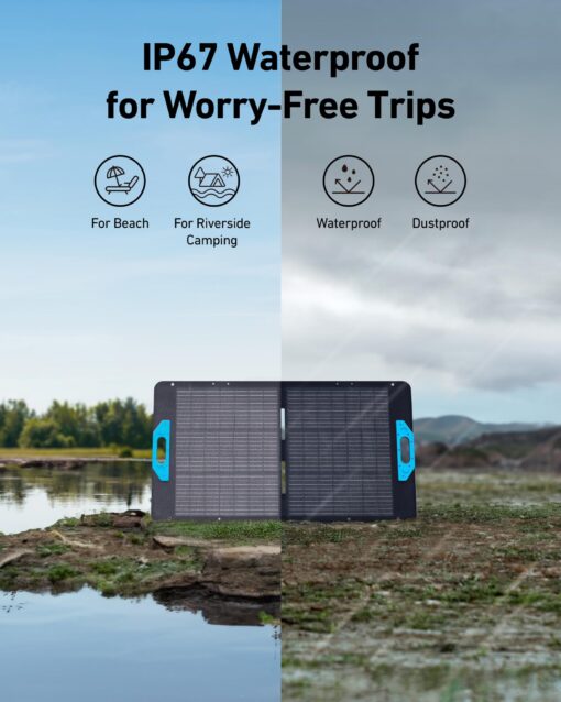 Anker SOLIX PS100 Solar Panel with Adjustable Kickstand, 100W Foldable Portable Solar Charger, IP67 Waterproof, 23% Higher Energy Conversion Efficiency, for Camping, RVs, and Blackouts - Image 3