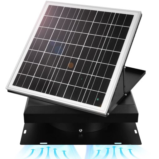 DC HOUSE 32 Watt Solar Attic Fan Solar Powered Roof Exhaust Fan Up to 3000 Sq Ft,2500 CFM Metal Shell Solar Vent with Brushless Motor, Hail and Weather Resistance