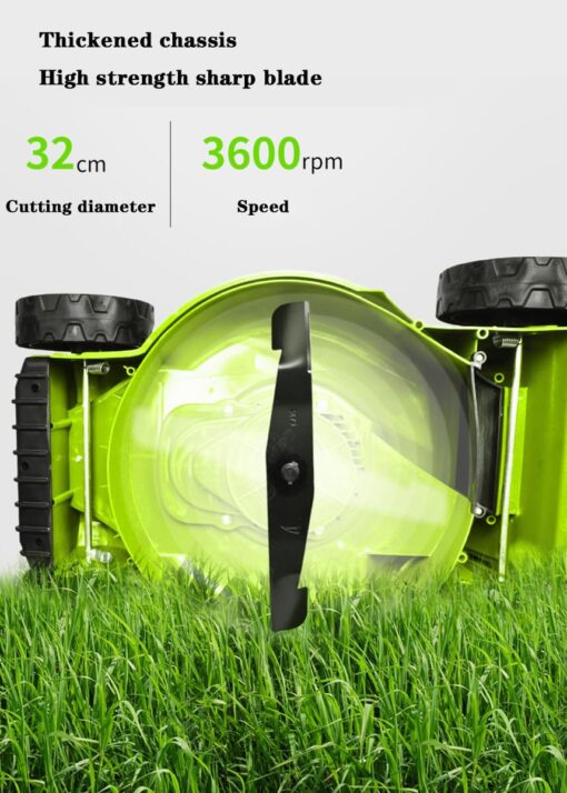 BVFNKQSC 1600W Powerful Electric Lawn Mower, Hand Pushed Cordless Electric Household Lawn Mower, with Adjustable Cutting Height in 3 Gears,Green - Image 3