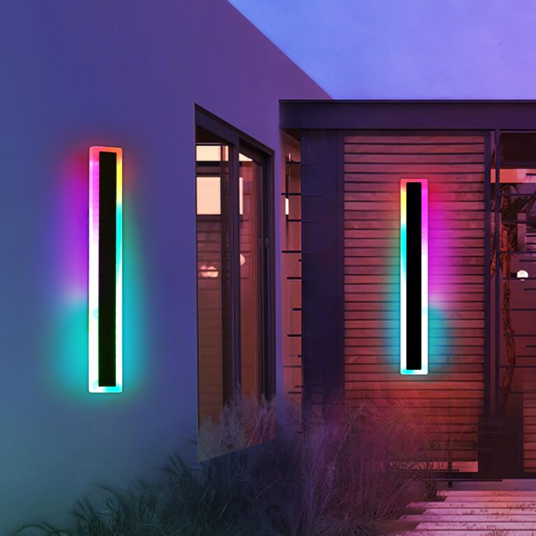 Mikeru 2pack 23.6inch Outdoor Wall Light Fixtures, RGB Modern Outdoor Wall Sconce 10%-100% Dimmable Smart Long LED Wall Light Wall Mount Featuring Multiple Modes and 12 Colors for Patio Entryway - Image 5