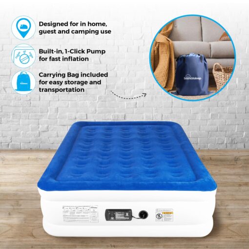 SoundAsleep Dream Series Luxury Air Mattress with ComfortCoil Technology & Built-in High Capacity Pump for Home & Camping- Double Height, Adjustable, Inflatable Blow Up, Portable - Full Size - Image 3